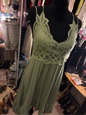 Rue21 Olive Green Smocked Tank Dress